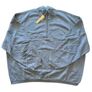 NWT SKIMS Half-Zip Slouchy Oversized Boyfriend Fleece Zircon Sz L Oversized